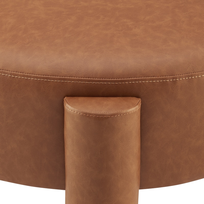 NPD Furniture Elora Faux Leather Round Ottoman