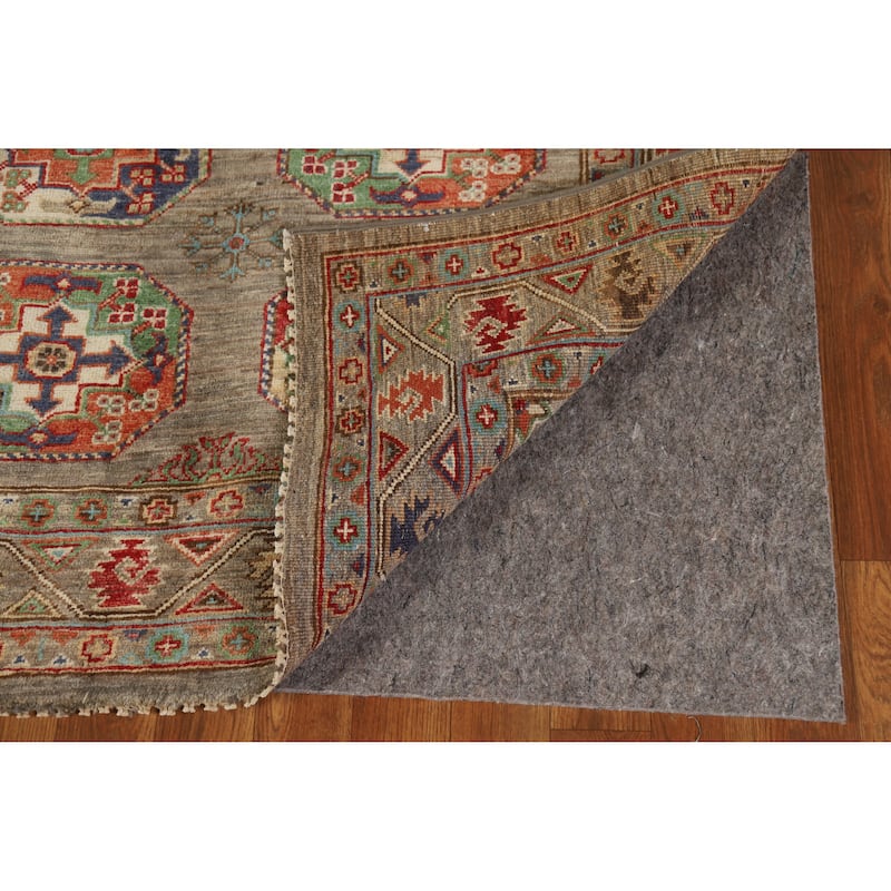 Hand Knotted Oriental 100% Wool Carpet Traditional Geometric Brown Kazak Area Rug - 6' 5'' X 4' 10''