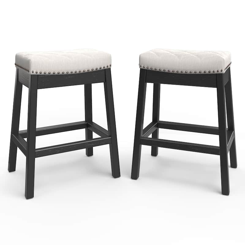 EROMMY Counter & Bar Stools Set of 2, Solid Wood Frame Upholstered Kitchen Stools