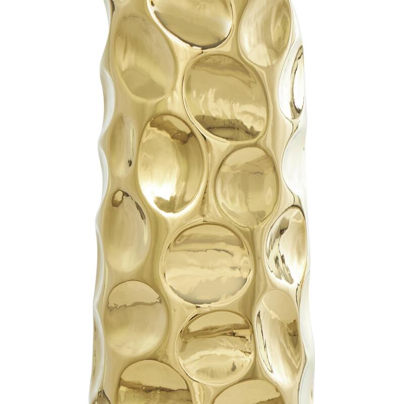 Ceramic Geometric Bubble Decorative Vase with Concaved Circles - Gold or Silver - Roche River Decor