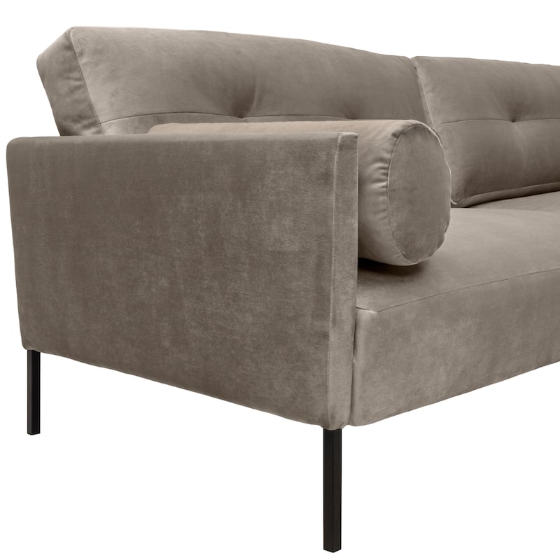 Michalina 84" Fabric or Velvet 3 Seater Sofa with Black Metal Legs