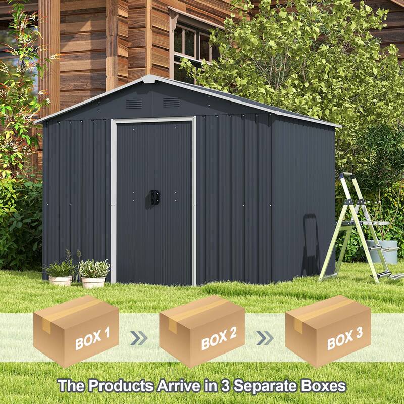 Costway 5.7 FT x 7.5 FT Outside Storage Shed Double Door Outdoor Tool - See Details