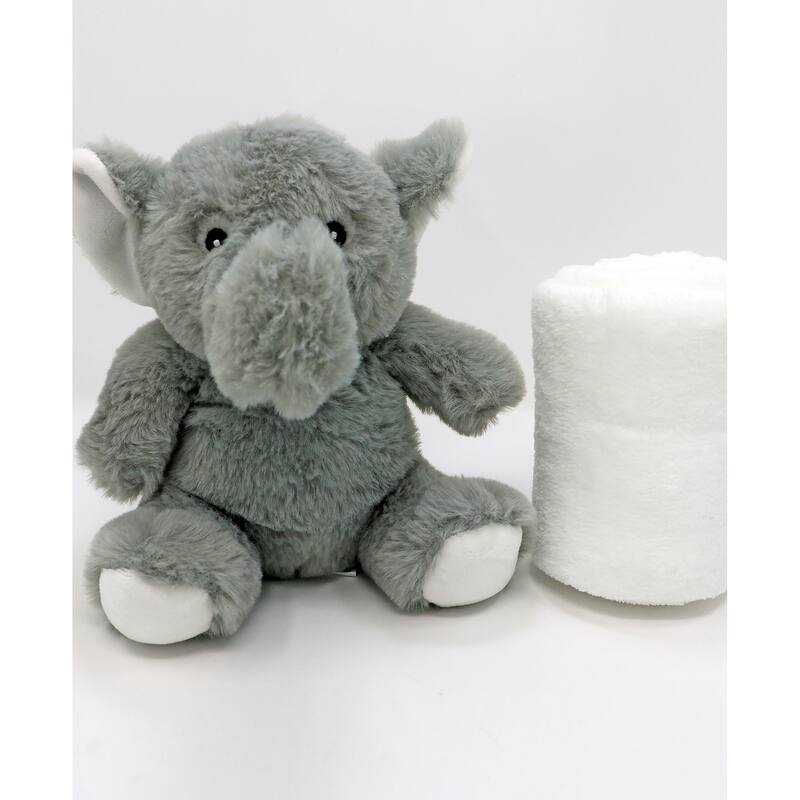 Boys and Girls Plush Gray Wolf With Blanket - Grey
