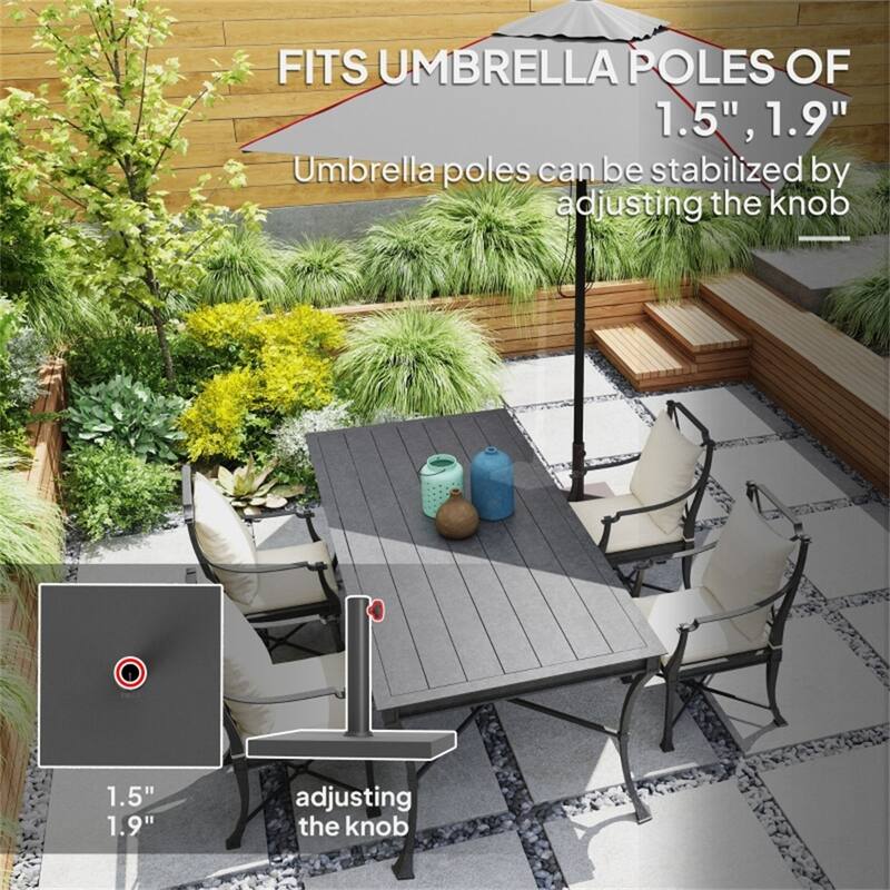 HDPE and Concrete Umbrella Base with Wood-Grain Finish for Outdoor Parasols Up to 7 Foot - 17.3" L x 17.3" W x 11.8" H