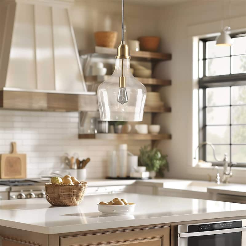 INK+IVY Auburn Bell Shaped Hanging Glass Pendant Light