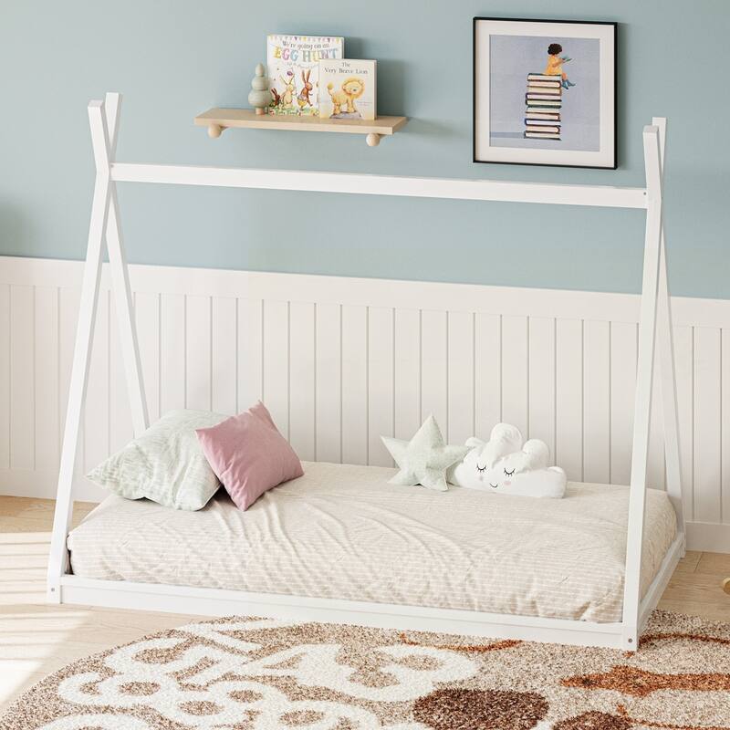 House Shape Tent Bed Frame - White - Twin