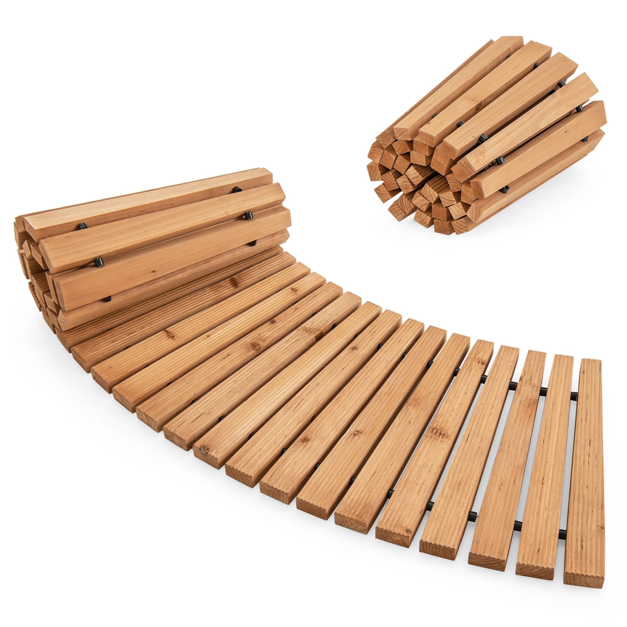 Costway 7 FT Wooden Garden Pathway with Anti-slip Surface Metal Wires - See Details