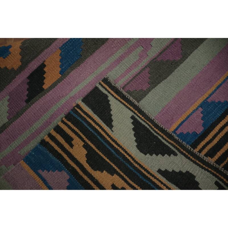 Hand Woven Oriental 100% Wool Carpet Southwestern Modern Purples Kilim Area Rug - 10' 0'' X 8' 5''