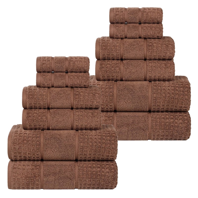 Superior Napa Zero Twist Cotton Waffle 12 Piece Bathroom Towel Set