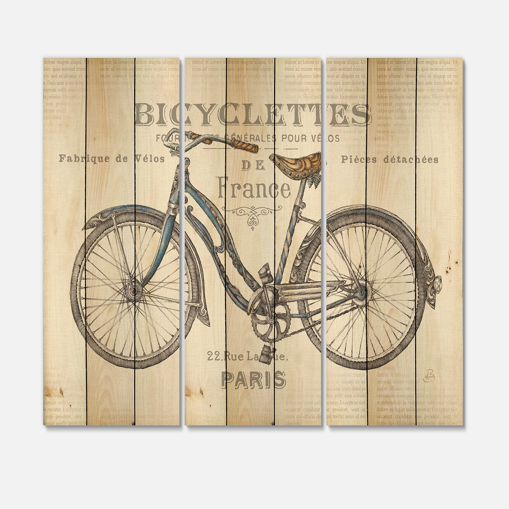 Designart 'Paris France Bicycles' Vintage Transportation-image