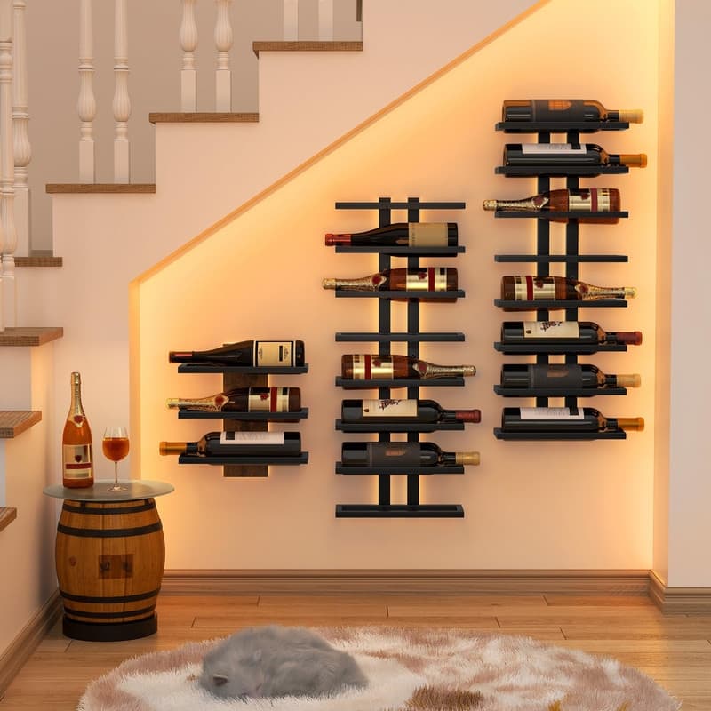 8 Tier Wall Mount Wine Rack - 10.83"D x 4.06"W x 28.23"H