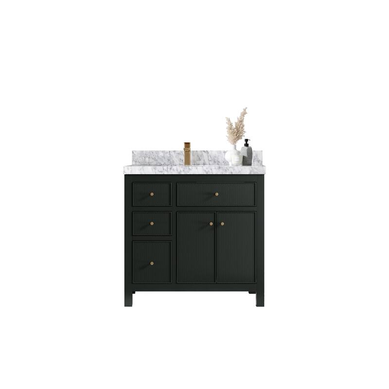 Willow Collections 36 in W x 22 in D Sonoma Left Offset Free Standing Reeded Bathroom Vanity with Countertop