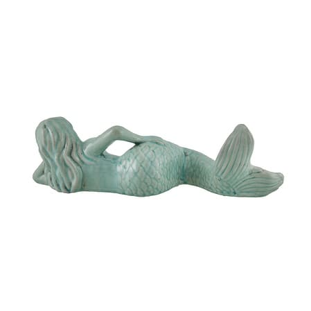 Shop Glossy Blue Ceramic Laying Mermaid Statue 15 Inches Long 15