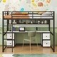 preview thumbnail 16 of 23, Full Size Metal Loft Bed with Desk, Drawers, and Charging Station