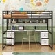 preview thumbnail 17 of 24, Full Size Metal Loft Bed with Desk, Drawers and Bedside Tray, Charging Station, USB and Socket