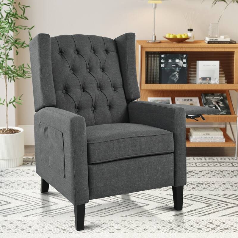 Manual Adjustable Recliner Chair. with Foldable Side Table, USB Charging ports