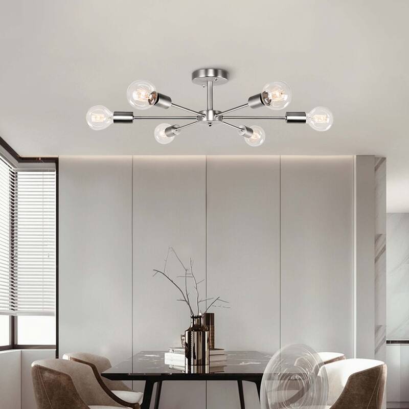 6 - Light Modern Metal Sputnik Semi-Flush Mount Lighting