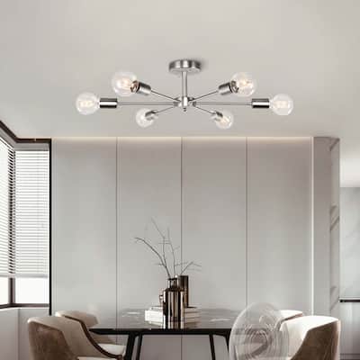 6 - Light Modern Metal Sputnik Semi-Flush Mount Lighting