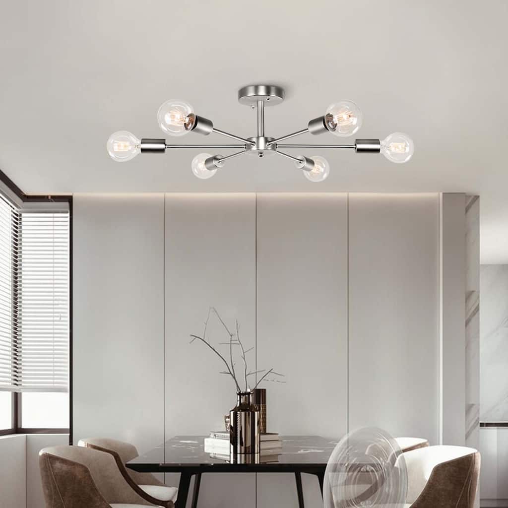 6 - Light Modern Metal Sputnik Semi-Flush Mount Lighting