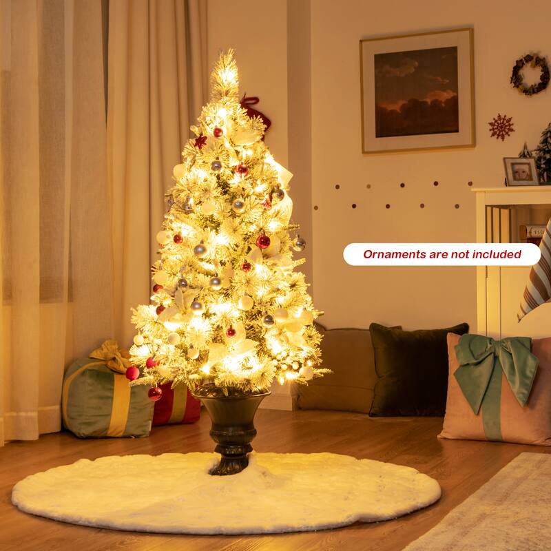 Gymax 4 FT Pre-lit Christmas Entrance Tree Snow Flocked Xmas Tree w/ - See Details