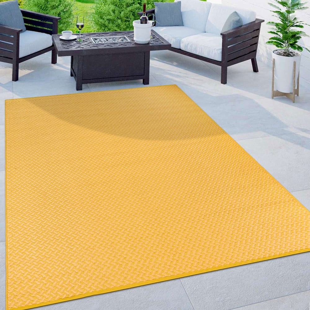 Contemporay Solid Reversible Plastic Outdoor Rugs