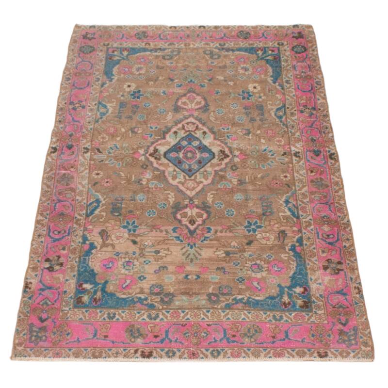 ECARPETGALLERY Hand-knotted Anatolian Vintage Tan Wool Rug - 3'5 x 6'7