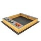 preview thumbnail 3 of 9, Wooden Sandbox Kids Sand Pit with Kitchen Playset Accessories - 53" x 49" x 8"