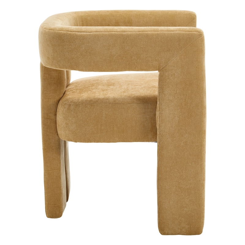 Chenille Fabric Upholstered Barrel Chair Set of 2 with Solid Wood Frame and Ergonomic Back Support
