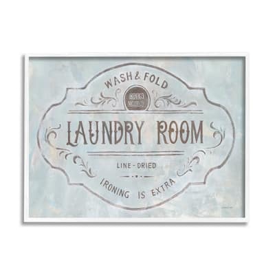 Stupell Wash and Fold Laundry Room Vintage Parisian Sign Framed Wall Art - Brown
