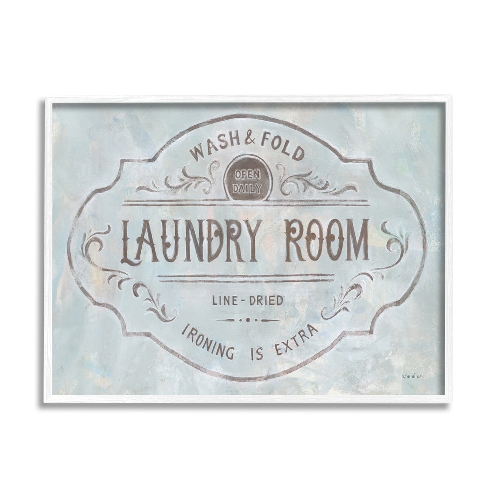 Stupell Wash and Fold Laundry Room Vintage Parisian Sign Framed Wall Art - Brown