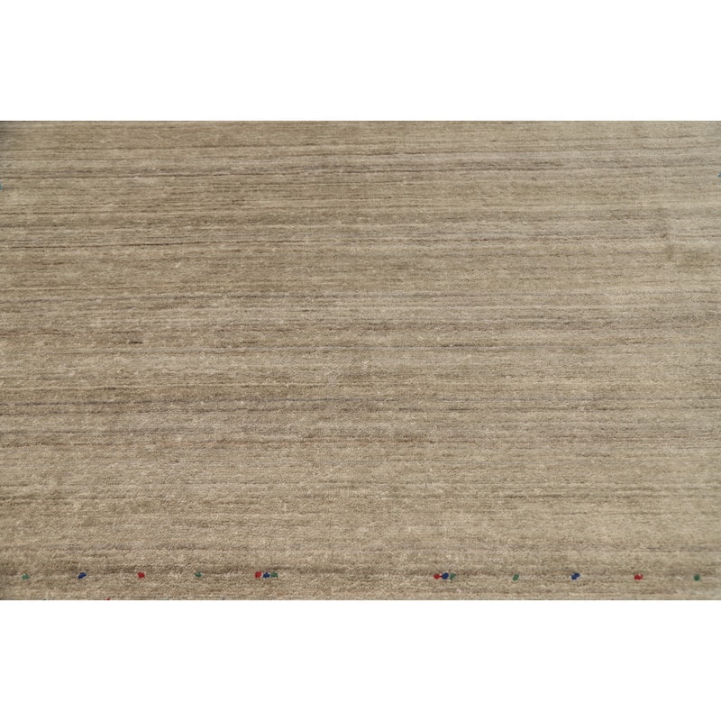 Hand Knotted Oriental Viscose Silk Carpet Tribal Animal Pictorial Beige & Ivories Gabbeh Area Rug - 12' 0'' X 8' 0''