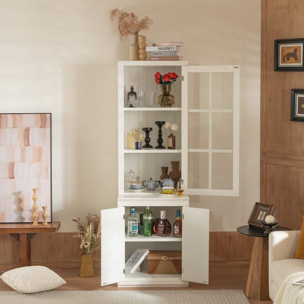 75.25in Tall Display Cabinet with Single Tempered Glass Door