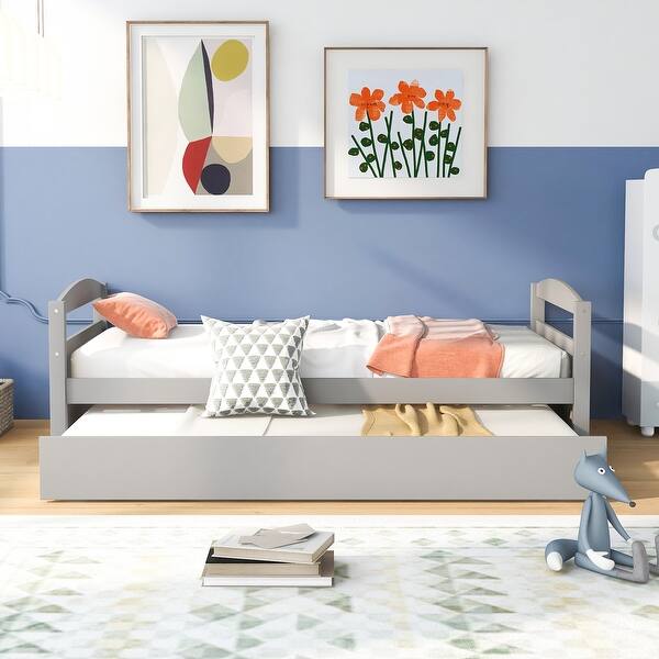 slide 2 of 22, Space-Saving Twin Size Daybed with Hideaway Trundle Grey - Twin