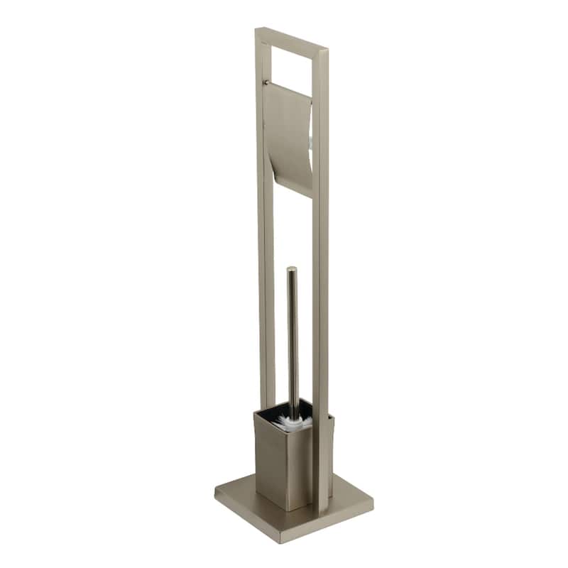 Kingston Brass Edenscape Freestanding Toilet Paper Holder with Brush and Holder - Brushed Nickel