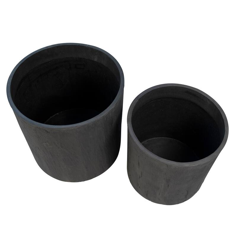 Village Lightweight Fiberstone Pot Planter, Grey (Set of 2)