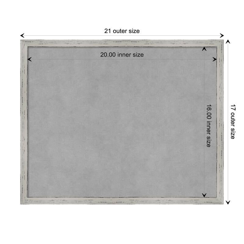 Amanti Art Shiplap White Narrow Framed Magnetic Board - Board Size 20x16