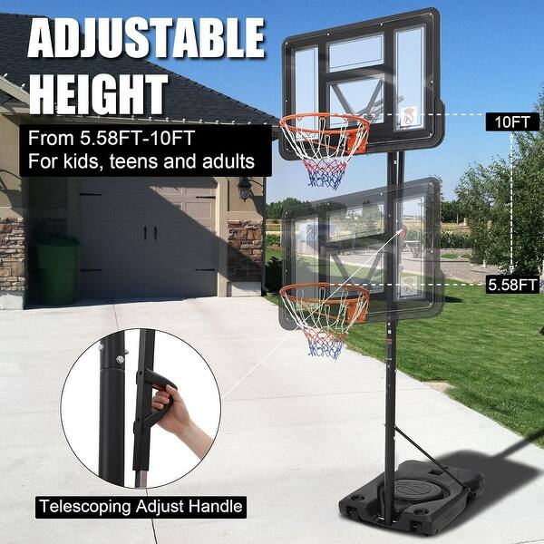 slide 2 of 9, Backyard Driveway Indoor Outdoor Adjustable Basketball Hoop for Adults Telescoping Adjust Handle