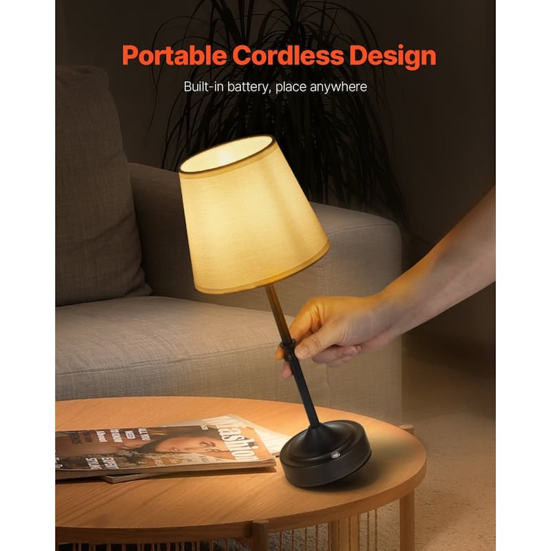 Rechargeable Desk Lamp with Adjustable Brightness and Fabric Shade - 6.3 x 6.3 x 16 inch