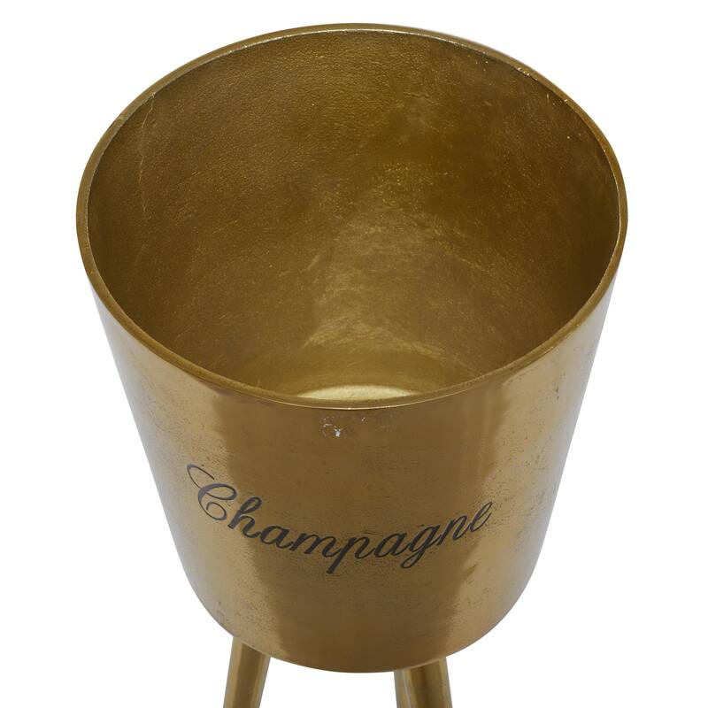 Aluminum Metal Tall Floor Champagne 3 Bottle Ice Bucket - Gray or Gold - Roche River Decor