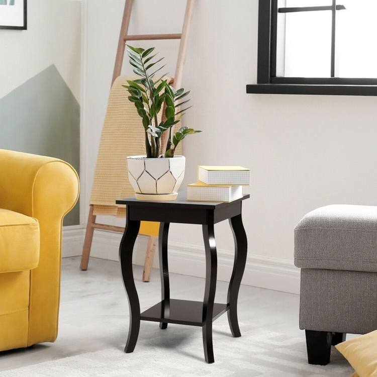Modern Nightstand End Table Set of 2 with Open Storage