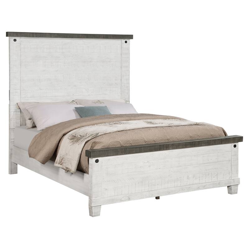 Jarrett Distress White and Grey Panel Bed