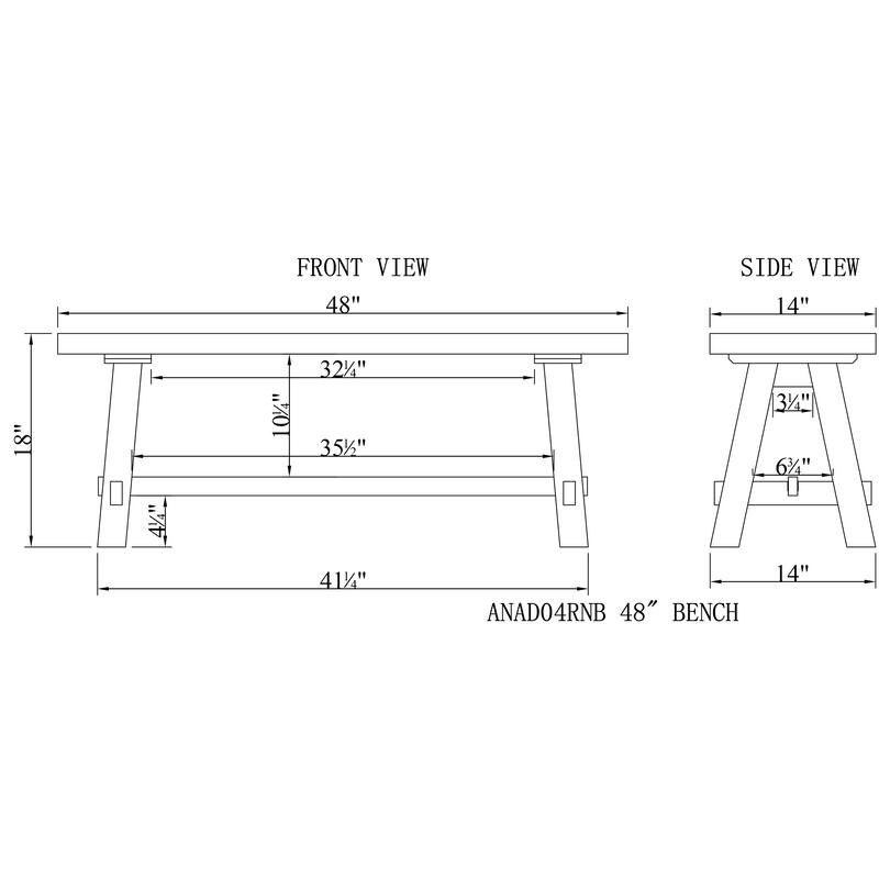 Adam 42"L Solid Wood Hook with Shelf and Bench Set