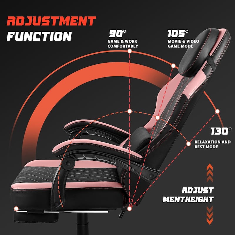 BOSSIN Ergonomic Gaming Chair – 400 lbs Support, PC/Racing Office Chair with Adjustable Swivel, Lumbar Vibration & Headrest