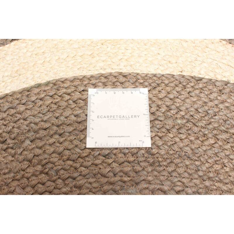 ECARPETGALLERY Braided Weave Palas Denizli Cream Jute Rug - 3'11 x 3'11