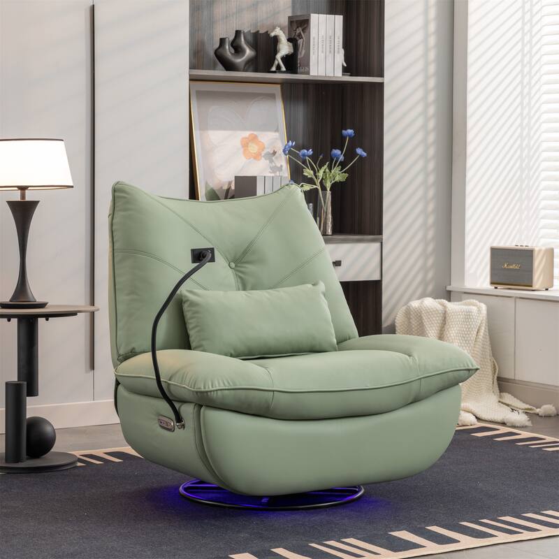 Swivel Power Recliner Chair with USB Port and Atmosphere Lamp