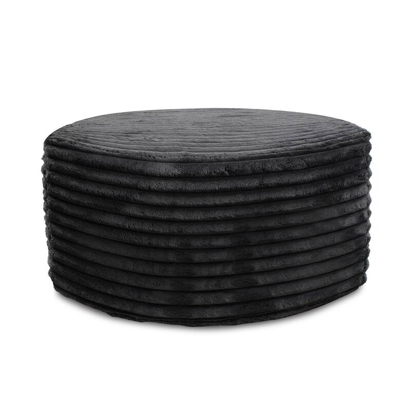 Universal Round Ottoman Shar Pei White - Black