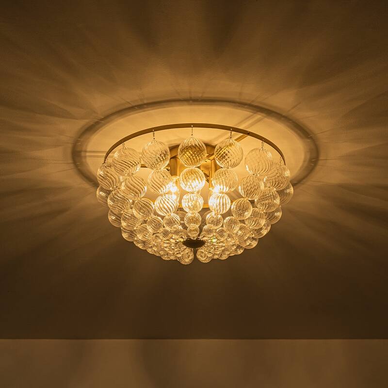 Glam 6-Light Twisted Glass Globe String Flush Mount - 19.7in