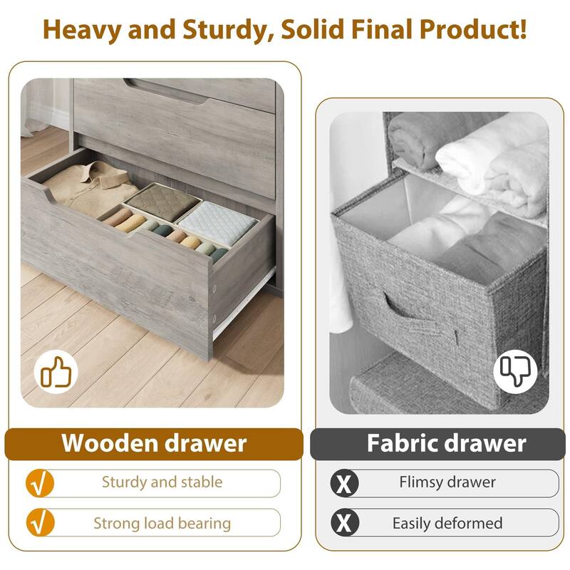 5 Dresser for Bedroom, 50" Tall Dresser, Freestanding Vertical Drawer with Storage, Wooden Closet Chest Storage