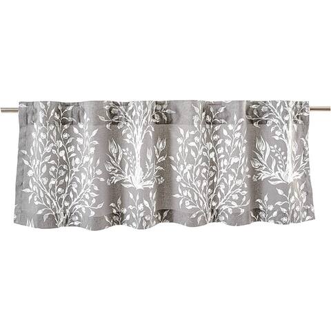 DriftAway Anna Cotton Botanic Pattern Thermal Insulated Back Tab Window Curtain Valance Single - 52'' width x 18'' length