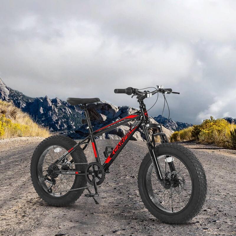 20-Inch Mountain Bike for Kids & Teenagers - High Carbon Steel Frame - Black+Red
